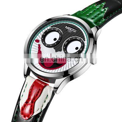 2021 New Arrival Joker Watch Men Top Brand Creative Fashion Personality Clown Quartz Leather Waterproof Sports Watches Mens 2506