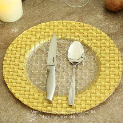 Elegant Red Colored Glass Wedding Charger Plate Wholesale photo-5