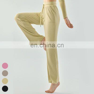 Wholesale Loose Straight Leg Wide Leg Sport Pants With Pockets Custom Logo Gym Fitness Casual Joggers Women Jogger Pants