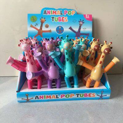 Luminous Robot Telescopic Tube Children's Educational Stretch Cartoon Sucker Parent-child Interaction Creative Decompression Toy. photo-3