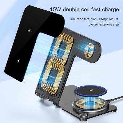 New 2023 Products Aluminum 3 In 1 Wireless Charger Stand Wireless Charger Station 3 In 1 For Iphone 15 photo-3