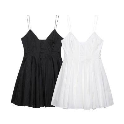 2025 New European and American Fashion Simple Poplin Short Dress
