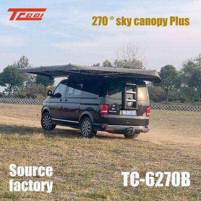 270 degree extended canopy, Car side plus tent, camping aluminum alloy Oxford cloth tent, mobile rainproof sunshade