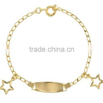 high quality children's jewelry kids 18k gold plated link chain id bracelet girls bracelet