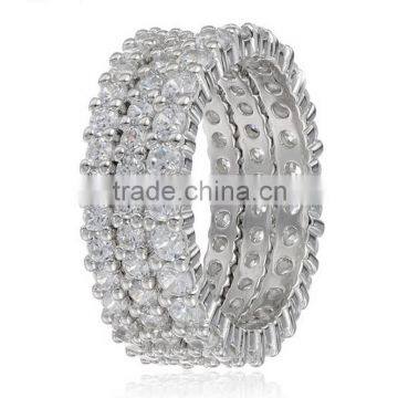Three Sterling Silver Jewelry and Cubic Zirconia Stacking All-Around Wedding Bands photo-3