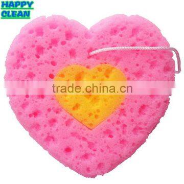 Colorful Double Heart Shaped Bath Sponge / Heart Shape Sponge