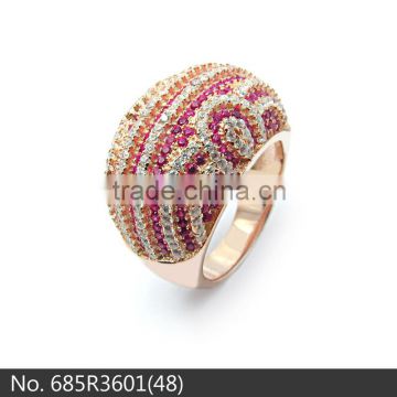 European style 925 silver rose gold plated ladies colorful zircon rings from SLS silver jewelry