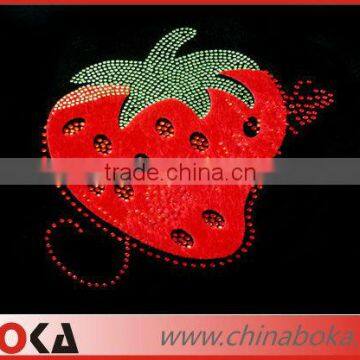 Red strawberry iron on rhinestone transfer motif applique