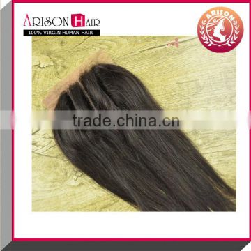 Hot selling !Unprocessed top quality factory price virgin Peruvian hair silk base closure