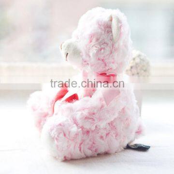 Plush Toy Pink Bear With Red Heart/Soft Bear Toy Sitting High 20cm With Pink Silk Bow/Soft Stuffed Bear Embroided Nose photo-3