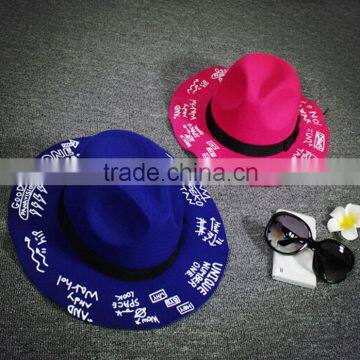 Autumn Winter Fedora Hat Creative Painting Large Brim Women Sun Hat