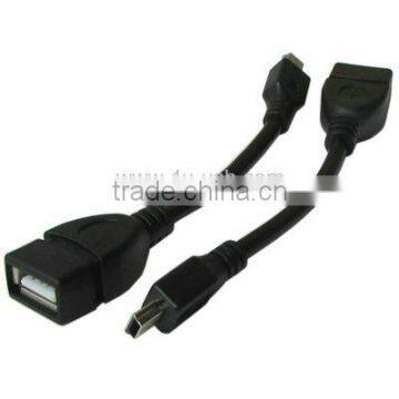 Black Mini 5pin USB to USB AM OTG Adapter Cable, Length: 12cm photo-2