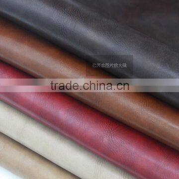 pull up effect pu leather for furnitures shoes ,crazy horse pattern leather