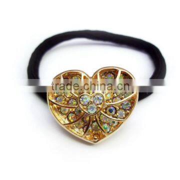 Double Layer Style Hollow Design Heart Hair Tie With Charming Stones photo-2