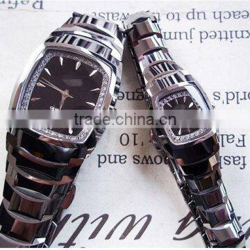 Square tungsten steel couple watches