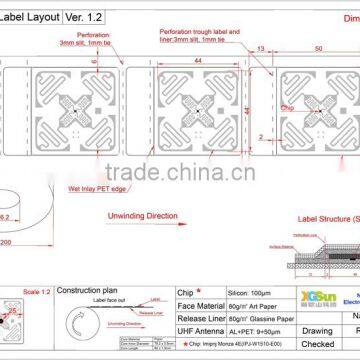 138007/138007 M4E N044044B1U 48X63mm RFID Label