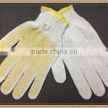 Dotted PVC White Cotton string knitted seamless gloves