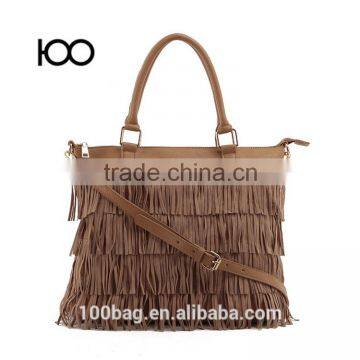 Fashion fringe suede tassel bag wholesale handbag brown colors tassel handbags                        
                                                Quality Choice