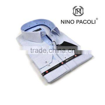 Stylish Men's Shirt Slim Fit Shirts - White Polka Dot Men's Shirts Long Sleeve Shirts