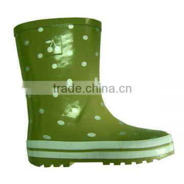 fancy dot printed kids rain boots, cheap rubber boots, high quality rain shoes