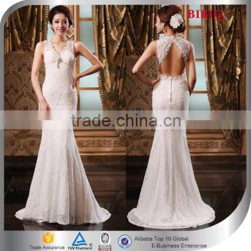 2015 Manufacturer Backless Lace Mermaid White Elegant Celebrity Dresses