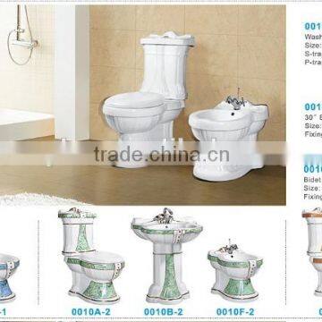 Embossment Ceramic Decorated Two Piece Toilet ,sanitary Ware Toilet Set photo-6