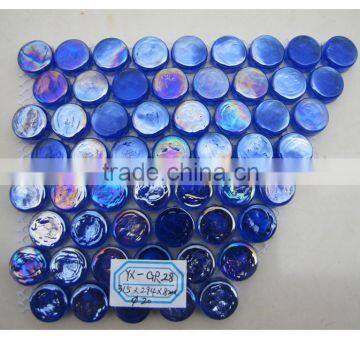 Hot sale blue round glass mosaic tile for swimming pool