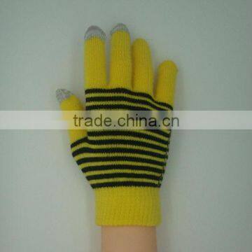 Boxi-High quality touch screen acylic magic gloves with striped