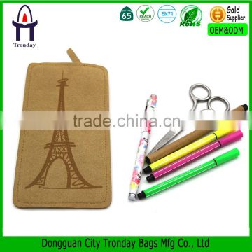 Paris style pencil bag felt pencil case with Eiffel Tower printing