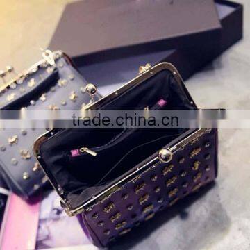 Ladies Gradient Color Retro PU Sling Bags With Studded Rivet