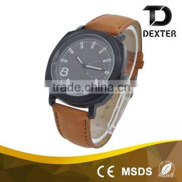 2016 factory price fashionable leather strap watch