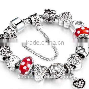 New Stock Fashion Jewelry Zinc Alloy beads Bracelets Large Hole European Charm Imitation Bracelet