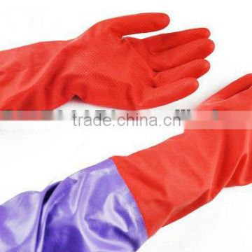 Hot sell Coloured Flock/cotton Lined/unlined Latex Rubber Household Hand Glove