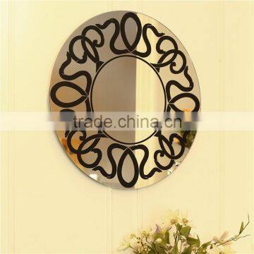 cheap decorative round bathroom mirror with silk screen printing