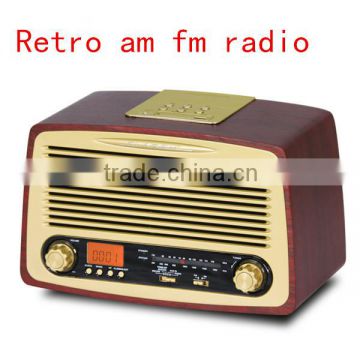 Best quality antique vintage retro wooden radio with alarm clock