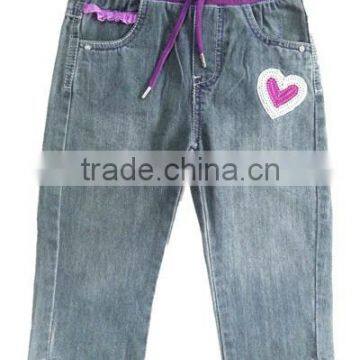 Hot Sale Baby spring jeans kids elastic purple rib band denim jeans baby pants baby jeans