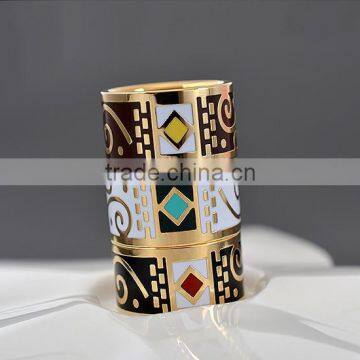 fashionable metal alloy enamel pattern scarf ring