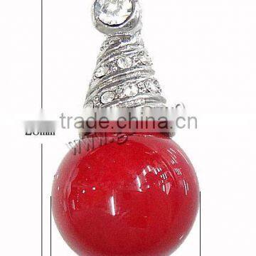 28x14mm Red With Brass South Sea Shell Pendants