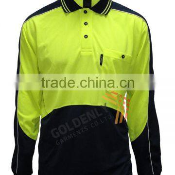 Hot sale OEM hi vi safety long sleeve polo shirt