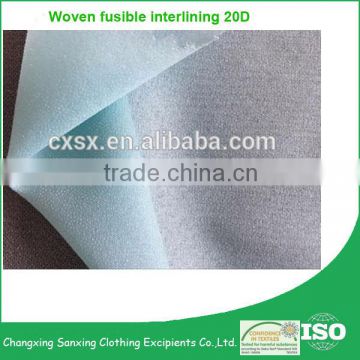 20D 100% Polyester Fabric Plain Woven Fusing Interlining