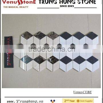 Black and White Cube 3D Marble Mosaic for Modern Decoration photo-3
