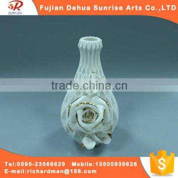 White wave style ceramic elegant flower vase