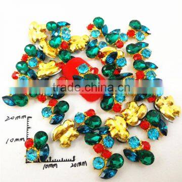 hot golden green rhinestone 3d nail art designs finger nail art jewelry