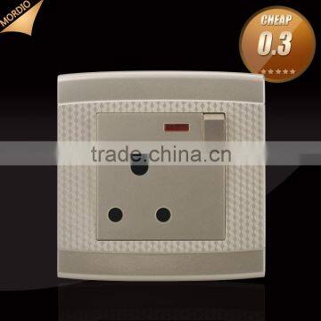 BS standard PC 15A wall socket with 1 gang switch with indicator light