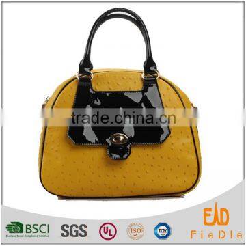 S494-B2545 Luxury Ostrich Cow Leather Bag With Patent Leather Lady Handbags for Wholesale photo-1