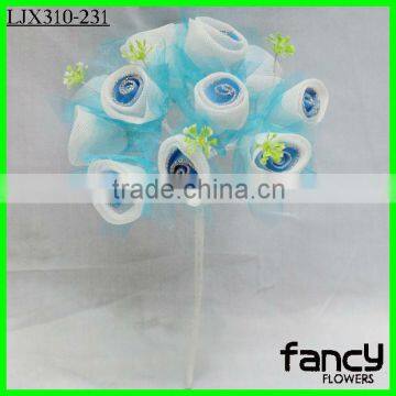 12 heads bride flowers bouquet gauze flower