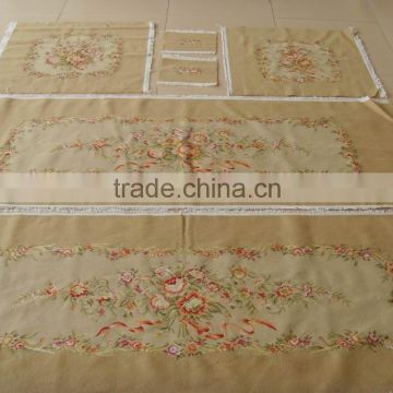 typical design fine wool back ground with silk flower Aubusson sofa cover