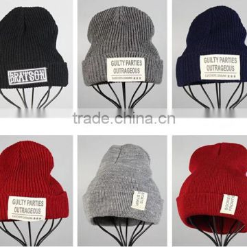 Plain custom woven label south africa beanie hats,custom slouchy beanie