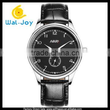 WJ-5399 Nary Luxury Calendar 30 Meters Water Resistant Quartz Men Genuine Leather Watch photo-4