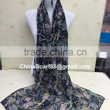 Cartoon Owl Print Voile Scarf photo-5